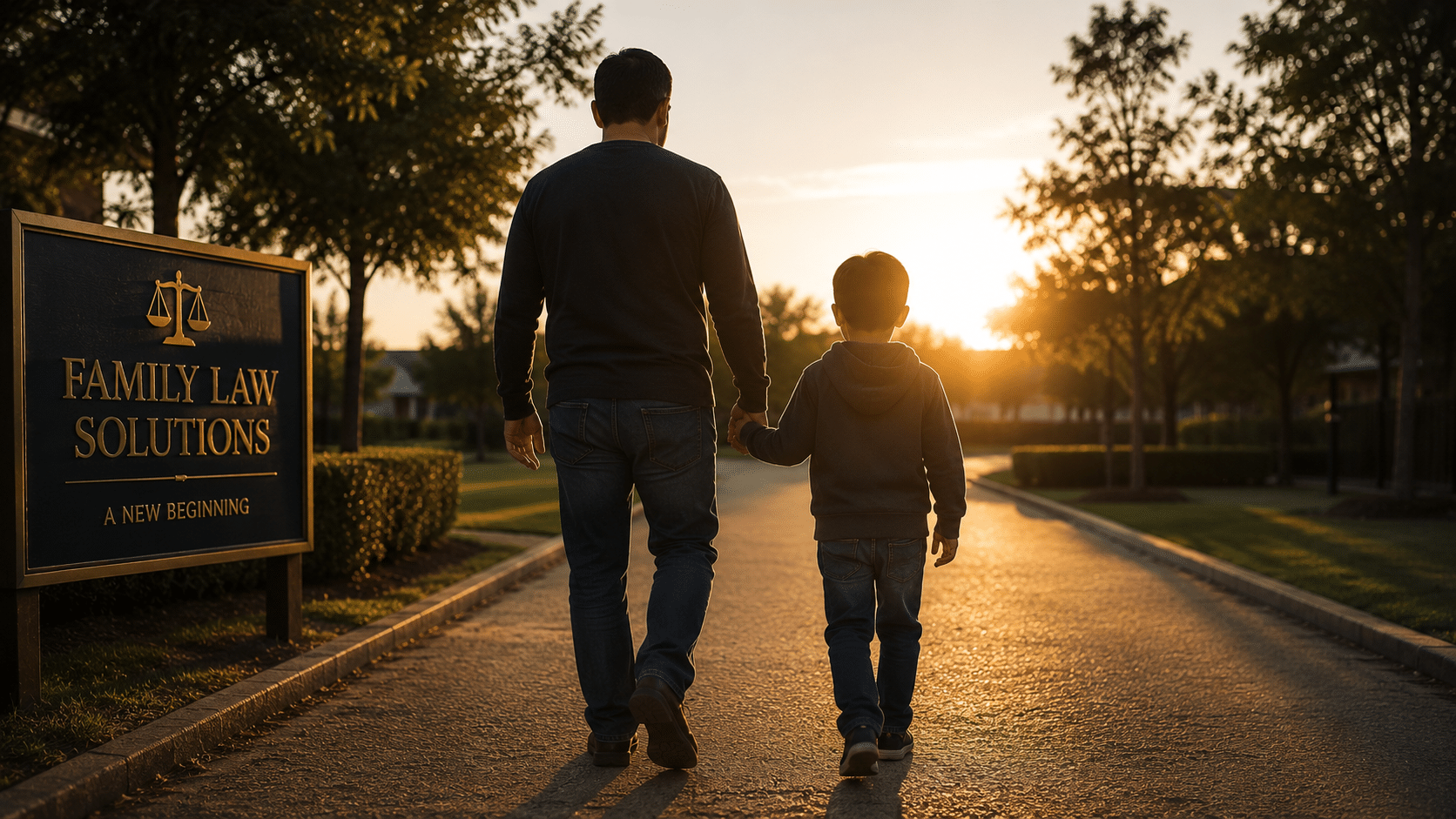 Father and child after successful family legal resolution