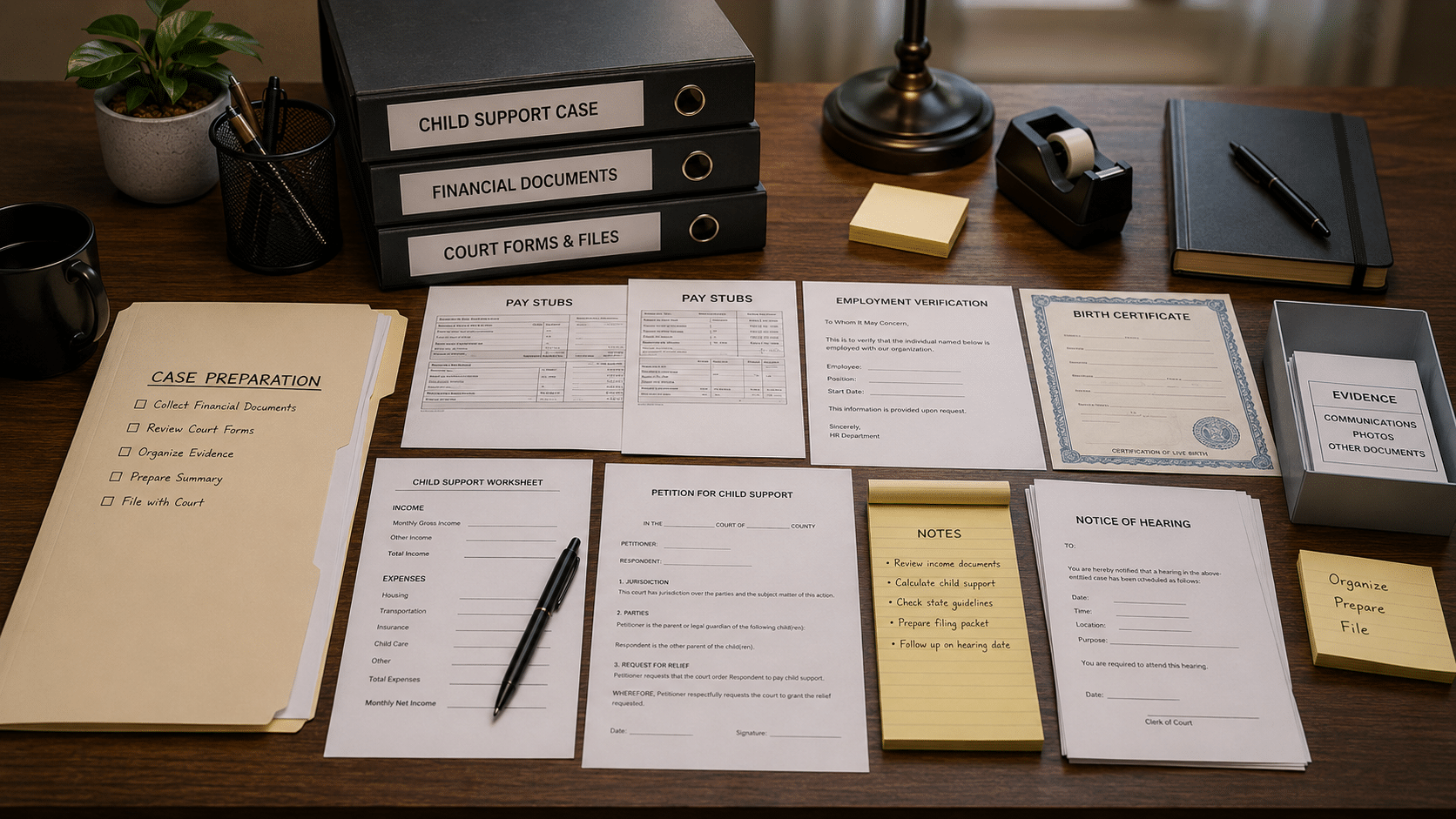 Important documents needed for child support legal assistance