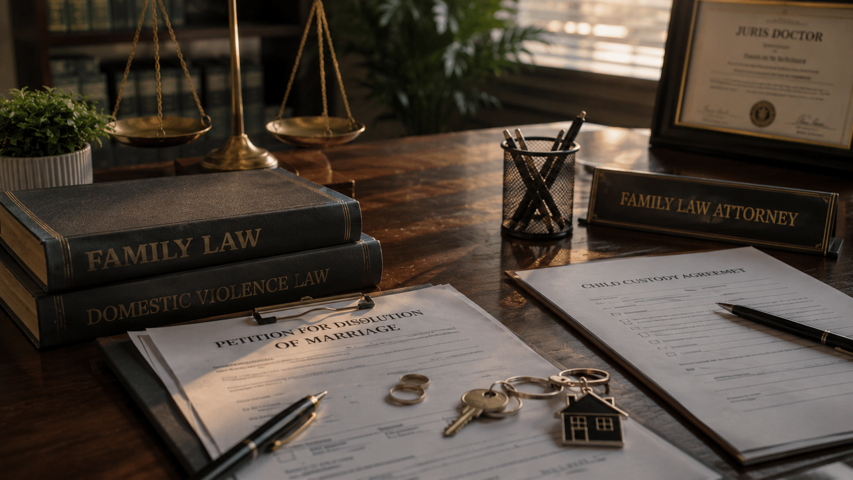 Family law documents representing people protected under domestic violence laws