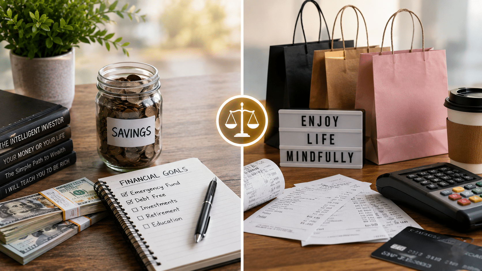 Comparison between saving money and spending habits