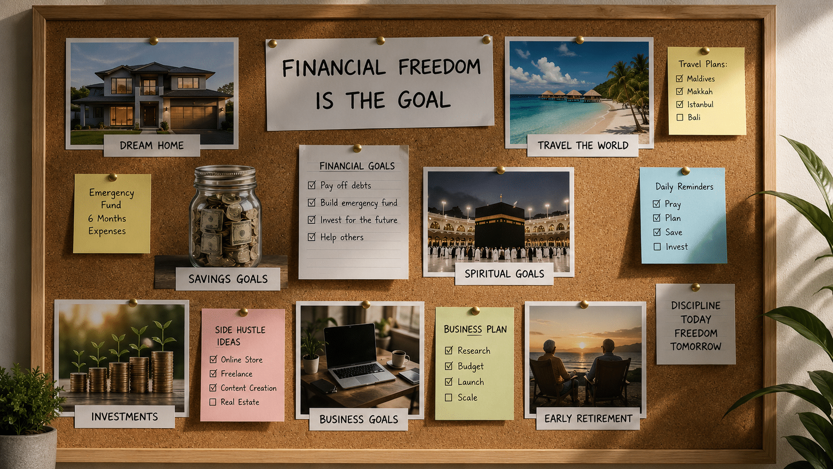 Financial goals including home ownership and retirement planning