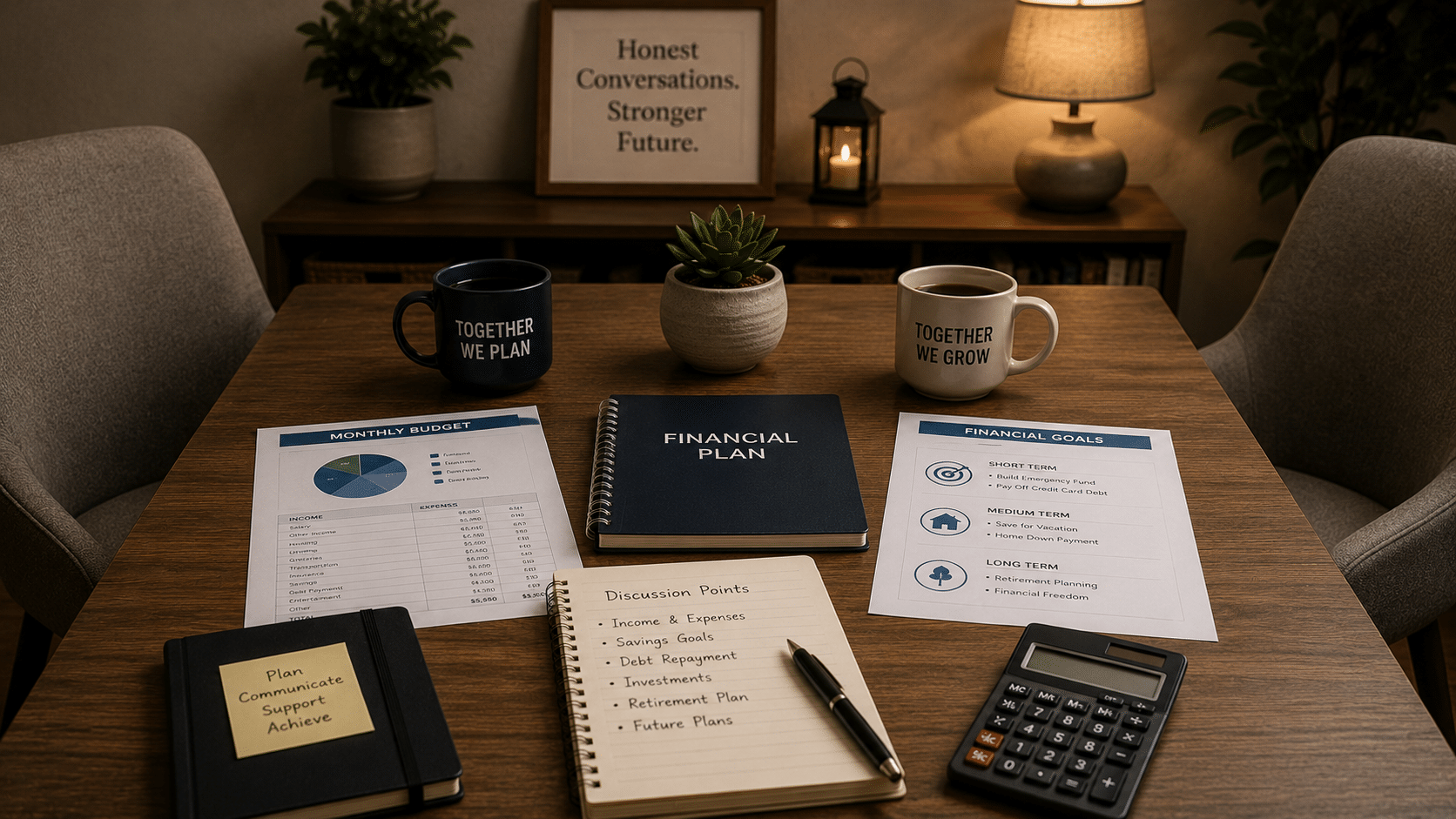 Honest financial discussion setup before marriage