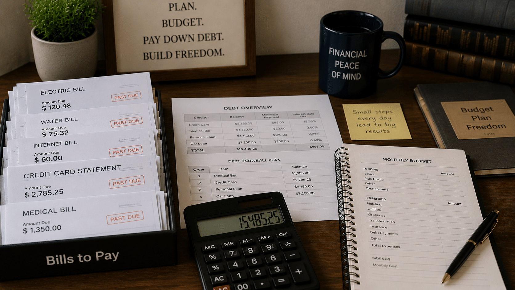 Debt and budgeting documents used in bankruptcy qualification calculations
